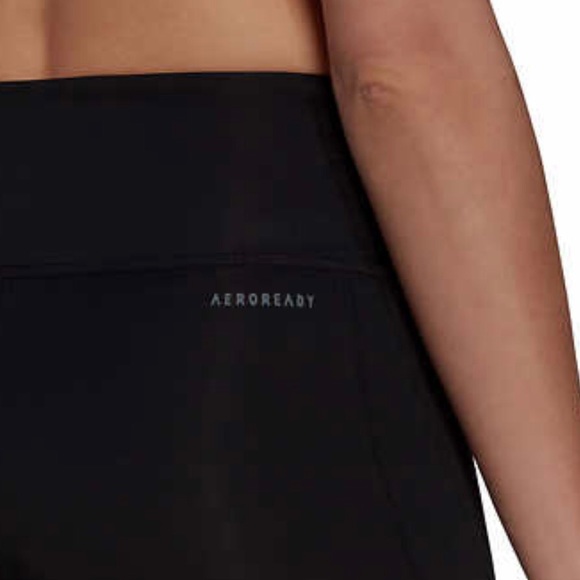 Adidas Women’s High Rise Workout Shorts 3 Stripe Aeoroready Black Bike NEW - Picture 5 of 6